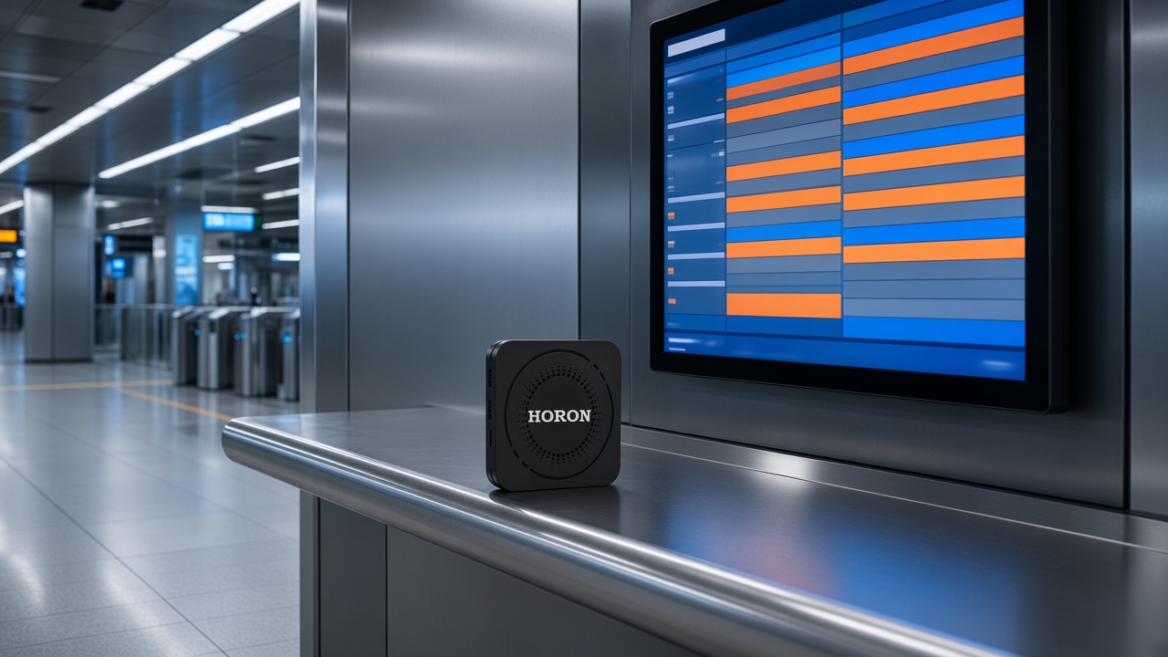 A locked passenger information screen with a commercial Android player