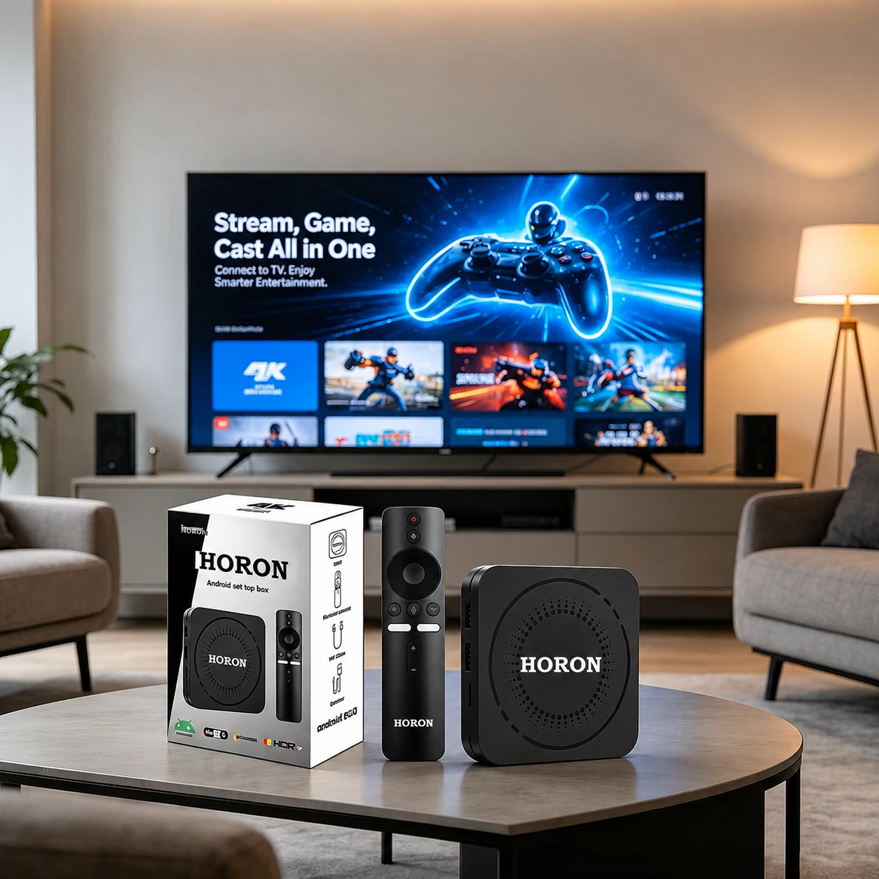 HORON H15 Plus Android box front and ports